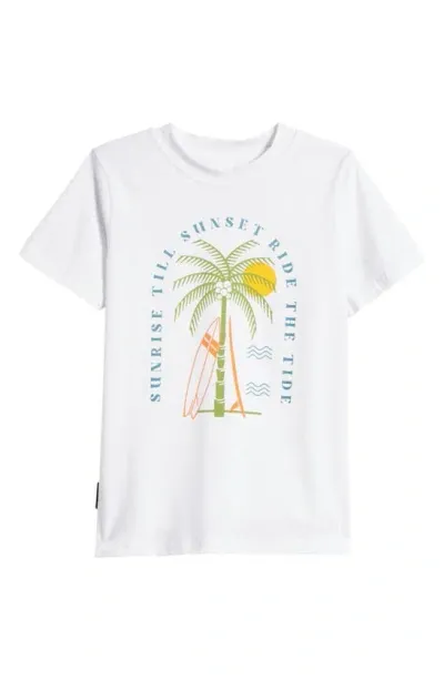 Tiny Tribe Kids' Ride The Tide Stretch Cotton Graphic T-shirt In White