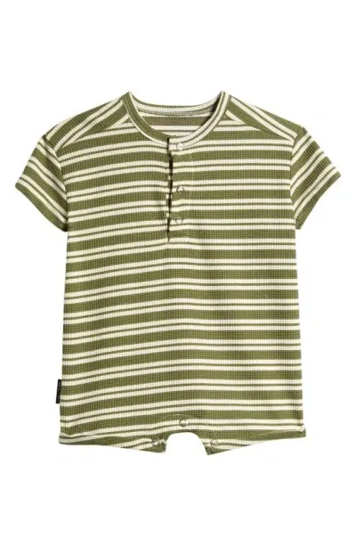 Tiny Tribe Babies' Stripe Waffle Knit Relaxed Romper In Forest Stripe