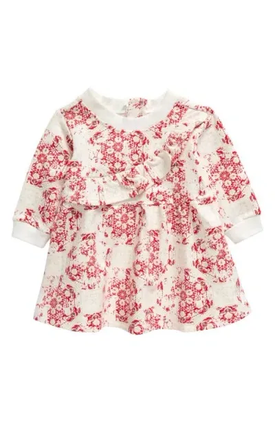 Tiny Tribe Babies'  Tile Print Crossover Ruffle Dress In Red