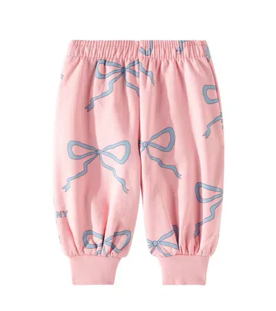 Tinycottons Baby Bow Cotton Sweatpants In Pink