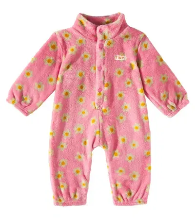 Tinycottons Baby Daisies Fleece Onesie In Pink