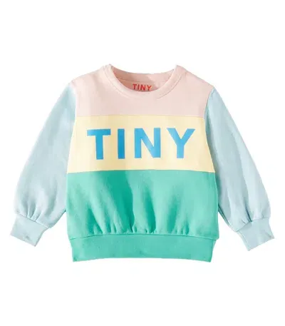 Tinycottons Kids' Color Block Logo Cotton Sweatshirt In Multicoloured