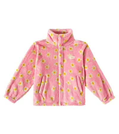 Tinycottons Kids' Daisies Fleece Jacket In Pink