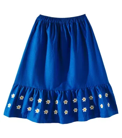 Tinycottons Kids' Daisy Cotton Skirt In Blau