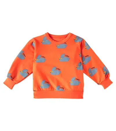 Tinycottons Kids' Rabbits Printed Cotton-blend Sweatshirt In Orange