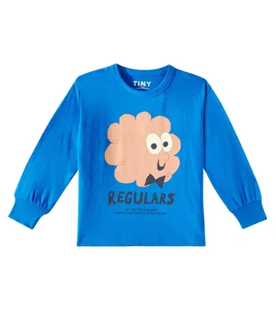 Tinycottons Kids' Regulars Printed Cotton T-shirt In Blue