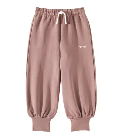 Tinycottons Kids' Solid Logo Cotton Sweatpants In Brown