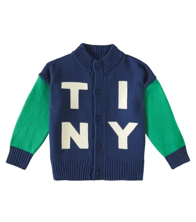 Tinycottons Kids' Tiny Cotton And Wool Cardigan In Blue