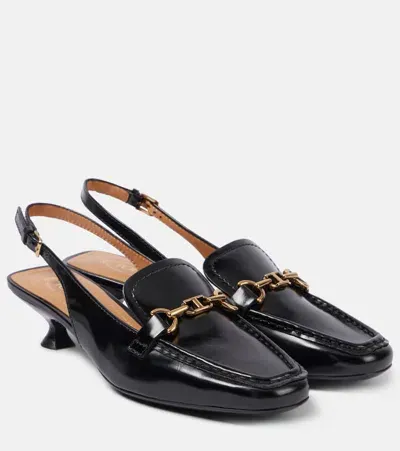 Tod's Morsetto Embellished Patent-leather Slingback Pumps In Black