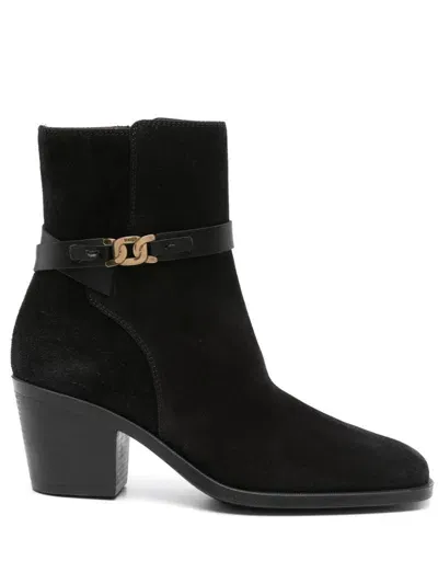 Tod's 65mm Logo-charm Ankle Boots In Schwarz