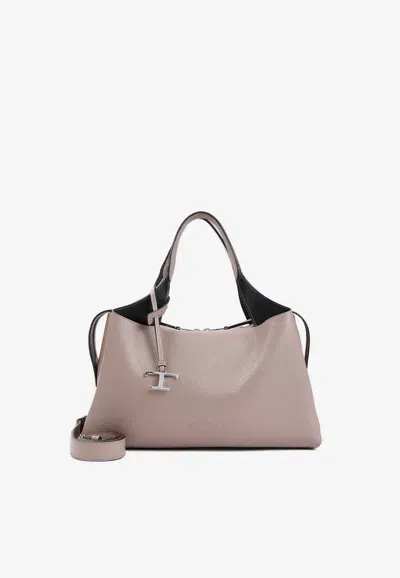 Tod's Bauletto Grained Leather Shoulder Bag In Beige