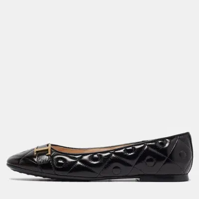 Pre-owned Tod's Black Leather Ballet Flats Size 39