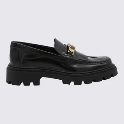 Tod's Fringed Loafers In Leather In Black