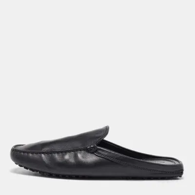 Pre-owned Tod's Black Leather Loafer Mules Size 41