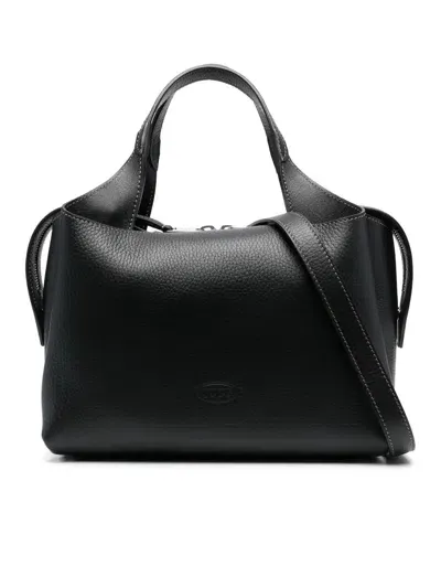 Tod's Black Boston Medium Leather Tote Bag In Nero