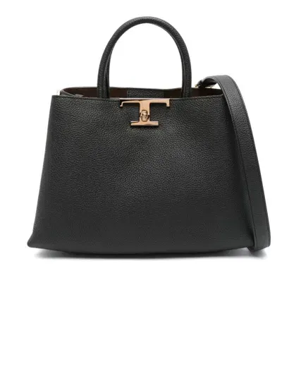 Tod's Black T Timeless Leather Tote Bag