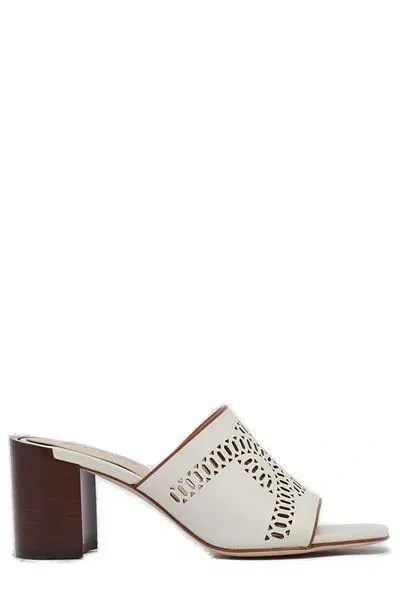 Tod's Block Heel Slip-on Sandals In White