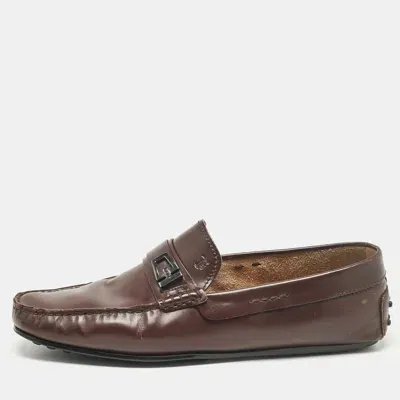 Pre-owned Tod's Brown Leather Slip On Loafers Size 43