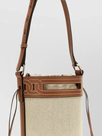 Tod's Small Canvas Bucket Bag In Mastice,kenia