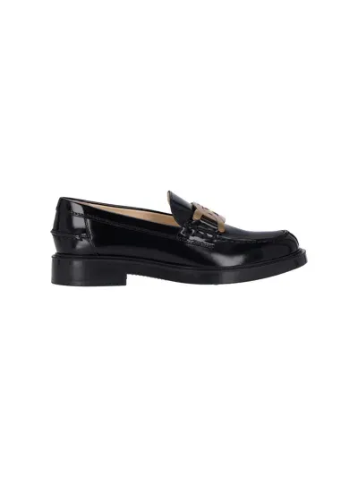 Tod's Buckle Detail Loafers In Black