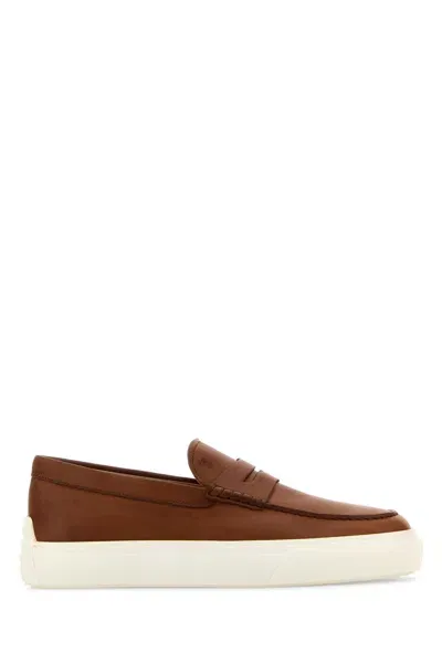 Tod's Caramel Leather Loafers In Brown