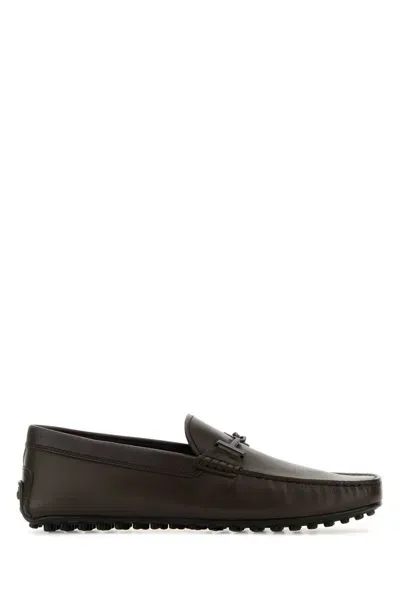 Tod's Dark Brown Leather Loafers In S800