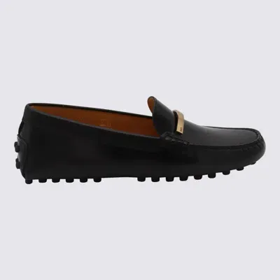 Tod's Dark Grey Leather Loafers In Grafite