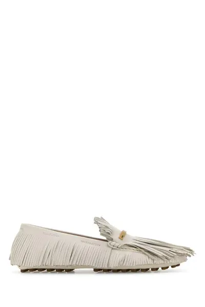 Tod's Chalk Leather Loafers In White