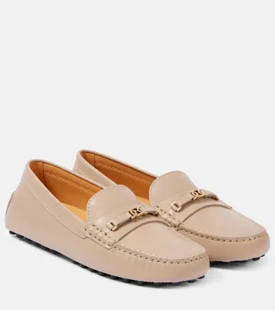 Tod's Gommino Leather Loafers In Beige