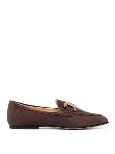 Tod's Kate Suede Loafers In Marrón