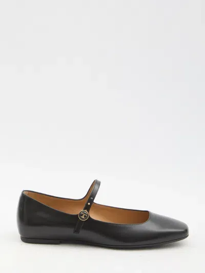 Tod's Leather Ballerinas In Black