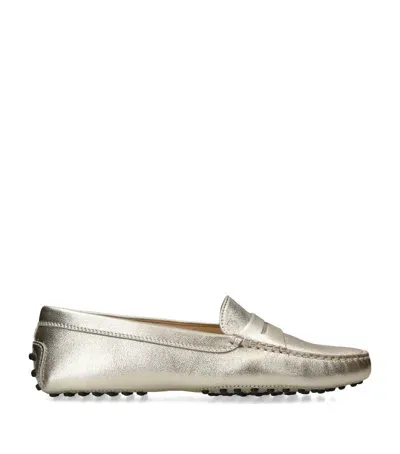 Tod's Leather Gommino Driving Shoes In Nude