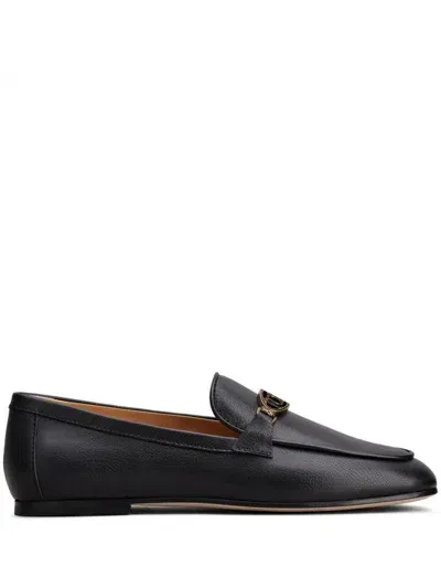 Tod's Leather Loafer With Logo In Black