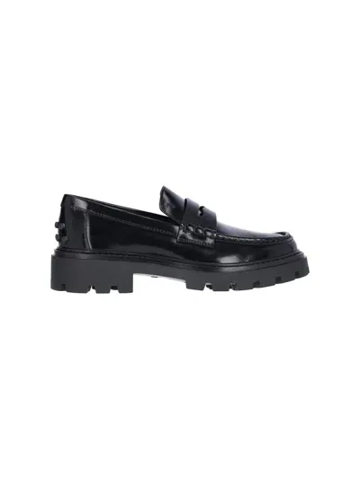 Tod's Leather Loafers In Black