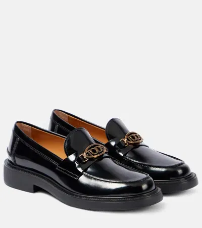 Tod's Leather Loafers In Black