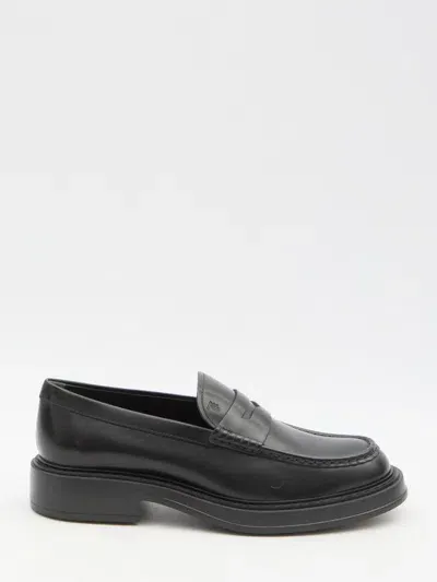 Tod's Leather Loafers In Black