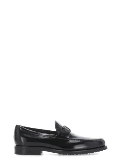 Tod's Leather Loafers In Black