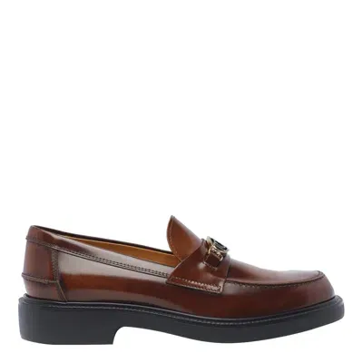 Tod's Leather Loafers In Brown