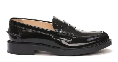 Tod's Leather Loafers In Black