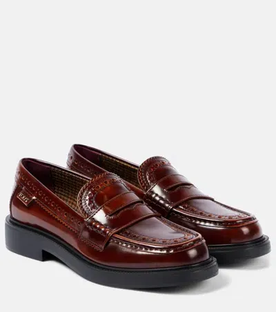 Tod's Leather Penny Loafers In Brown