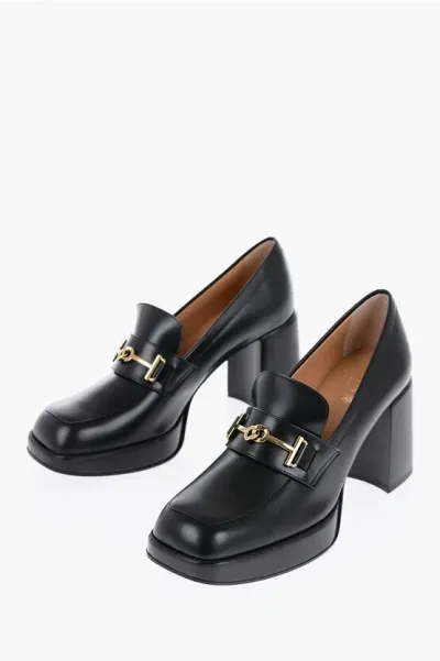 Tod's Leather Pumps With Golden Bit 9cm In Black