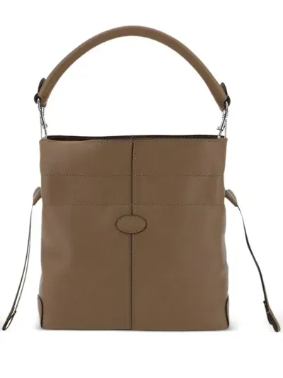 Tod's Leather Shoulder Bag In Neutrals