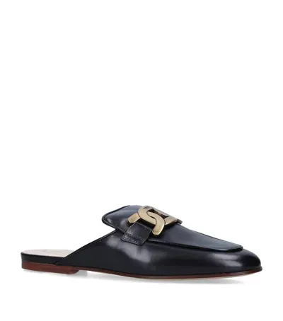 Tod's Leather Slippers In Black