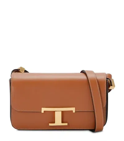 Tod's Leather T Timeless Shoulder Bag In Beige