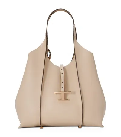 Tod's Leather Timeless Shopping Bag In Ivory