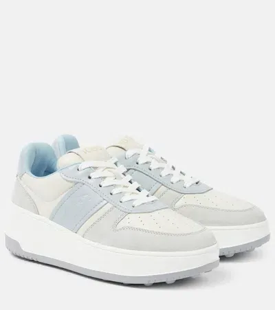 Tod's Leather-trimmed Sneakers In Weiss