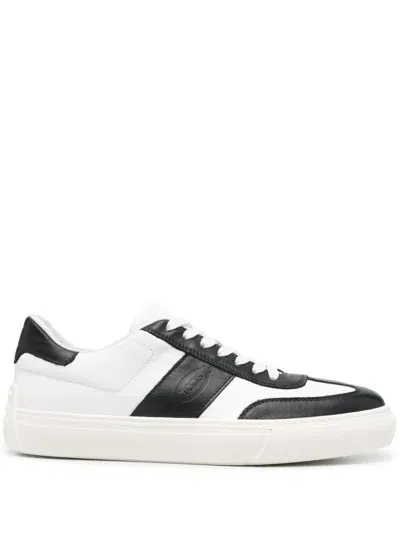 Tod's Logo-debossed Sneakers In White, Black