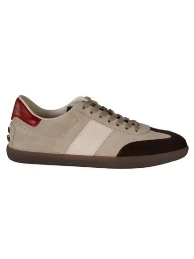 Tod's Logo Sided Sneakers In Beige