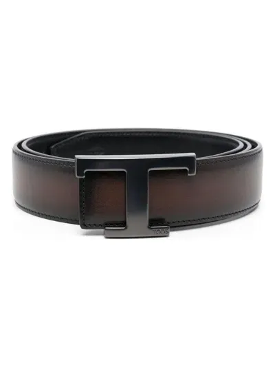 Tod's Men's New T Belt P.35 Vers. 2 In S801(cacao) B999(nero)