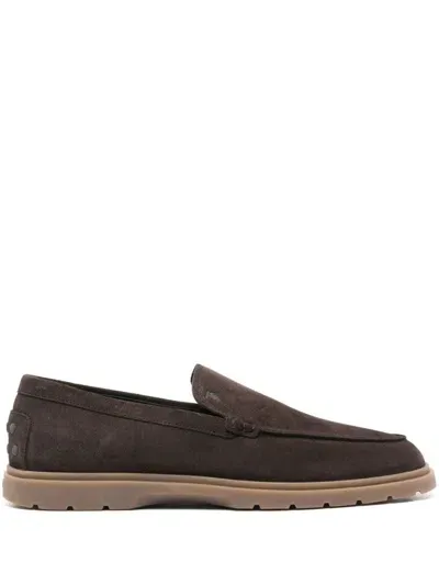 Tod's Men's Suede Loafers In Marrone